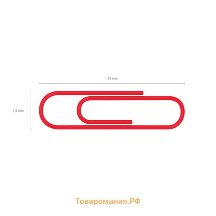 Скрепки канцелярские 28 мм, 100 штук, ErichKrause, цветные с виниловым покрытием, картонная упаковка, МИКС