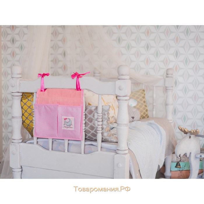 Органайзер для хранения вещей на детскую кроватку «Любимая доченька», 2 отделения