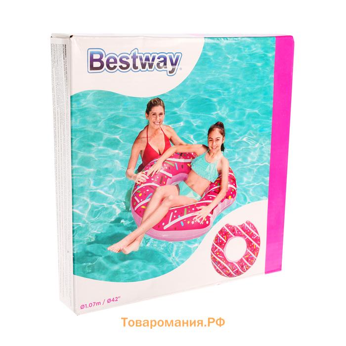 Круг для плавания Bestway «Пончик», надувной, d=107 см, от 12 лет, МИКС, 36118