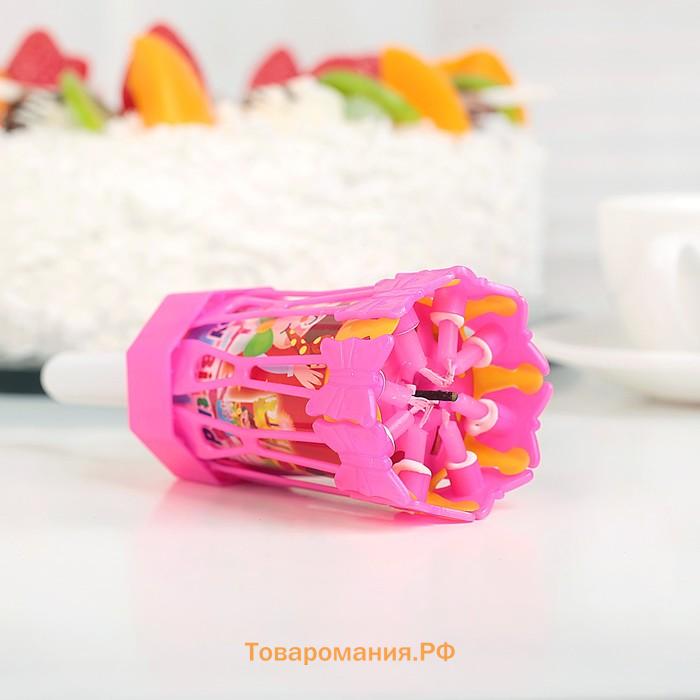 Свеча для торта музыкальная «Цветок», розовая, 15×5 см