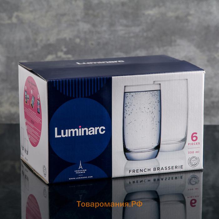 Стаканы Luminarc French brasserie, 330 мл, стекло, прозрачные, набор 6 шт