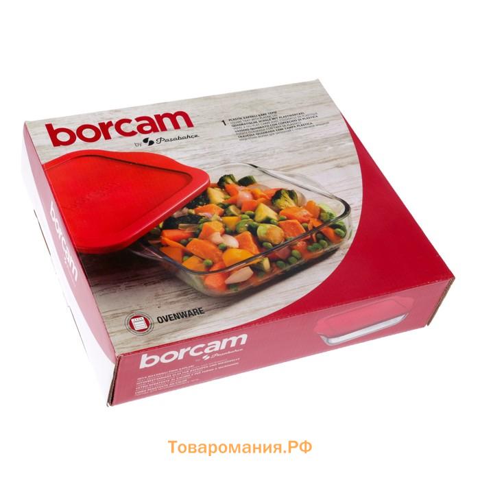 Форма для запекания Paşabahçe Borcam, 2 л, 22×22 см, с крышкой, квадратная, жаропрочное стекло, прозрачная