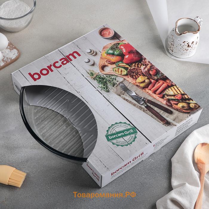 Форма для запекания Paşabahçe Grill Borcam, d=32 см, круглая, жаропрочное стекло, прозрачная