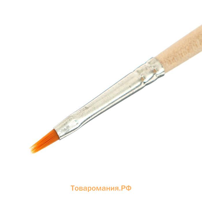 Кисть Синтетика Плоская № 2 (ширина обоймы 2 мм; длина волоса 6 мм), деревянная ручка, Calligrata