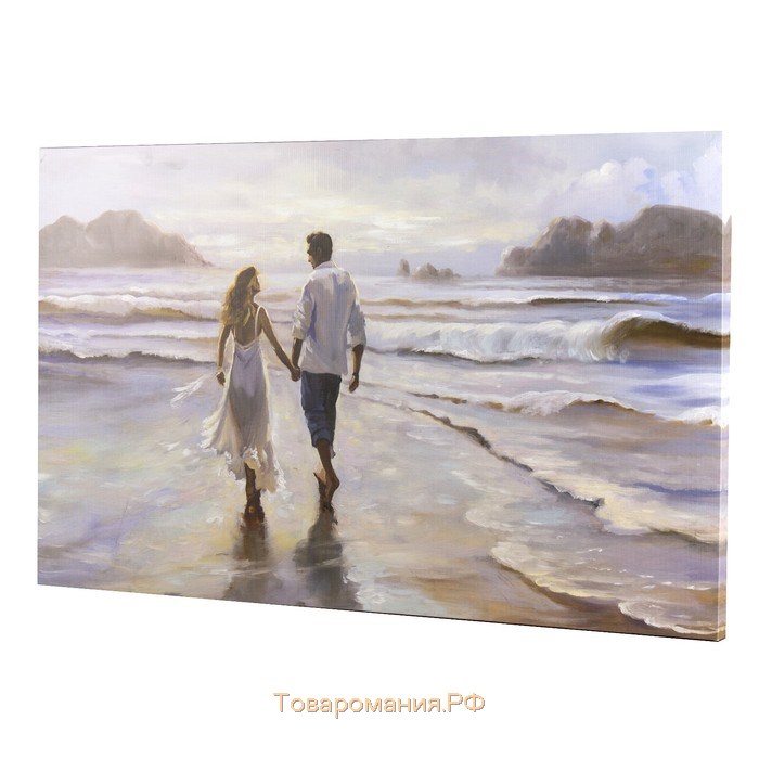Картина на холсте "Влюблённые на берегу" 60*100 см