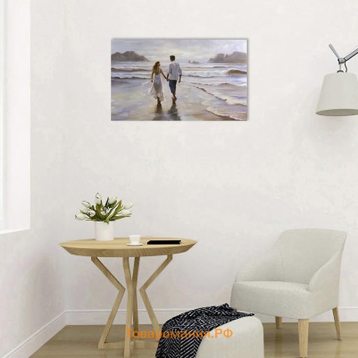 Картина на холсте "Влюблённые на берегу" 60*100 см