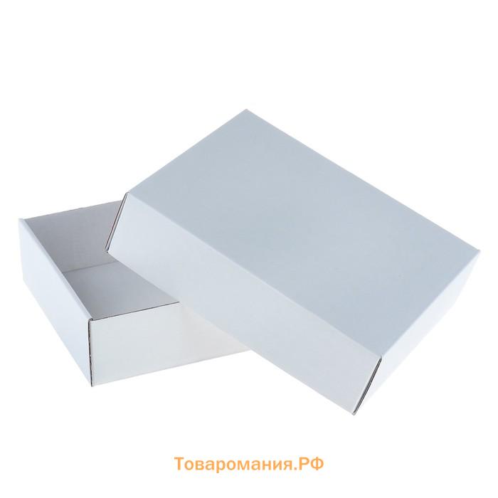 Коробка сборная без печати крышка - дно белая без окна 18×15×5 см