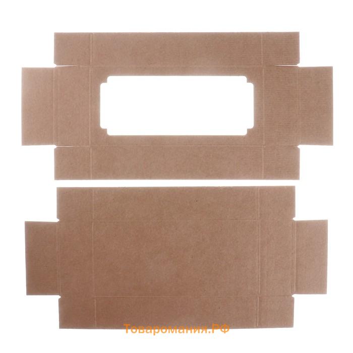Коробка сборная без печати крышка-дно бурая с окном 24×11×4.5 см