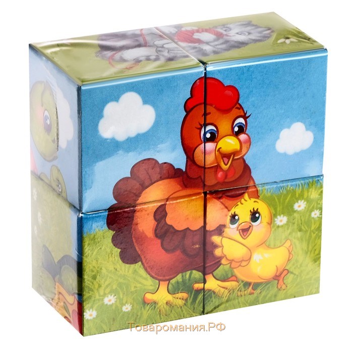 Кубики картонные «Мамы и дети», 4 шт