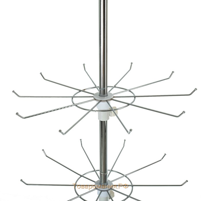Вертушка, 6 ярусов по 10 крючков (3 мм) 40×40×170 см, цвет хром