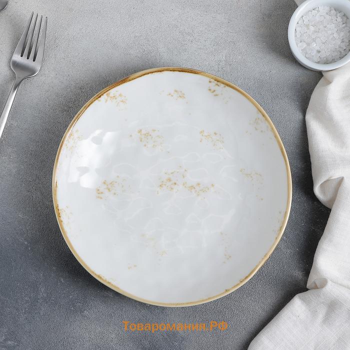 Тарелка глубокая  Organic Gold, d=21.5 см, фарфор, белая