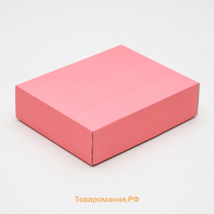 Коробка сборная без печати крышка - дно, розовая, без окна 18×15×5 см