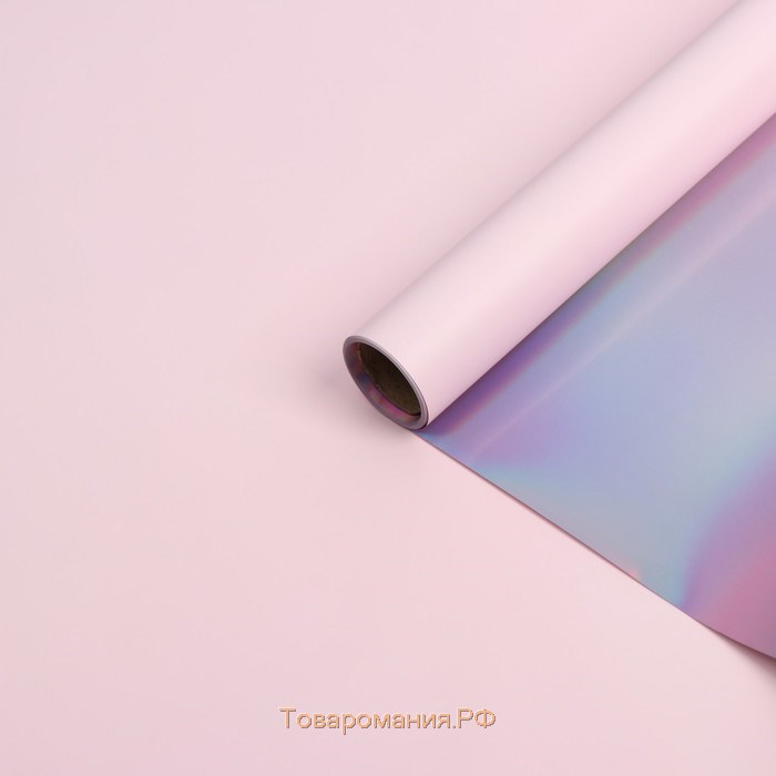 Плёнка матовая с иридисцентным переливом, нежно-розовый-розовый, 0.58 х 5 м