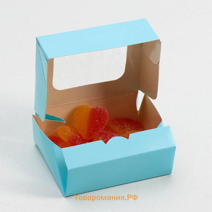 Контейнер на вынос, голубой, 10×8×3.5 см