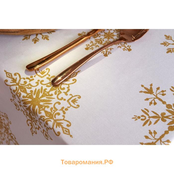 Скатерть новогодняя "" Золотые снежинки 149х250+/- 3см, 100%хл, 190 г/м2