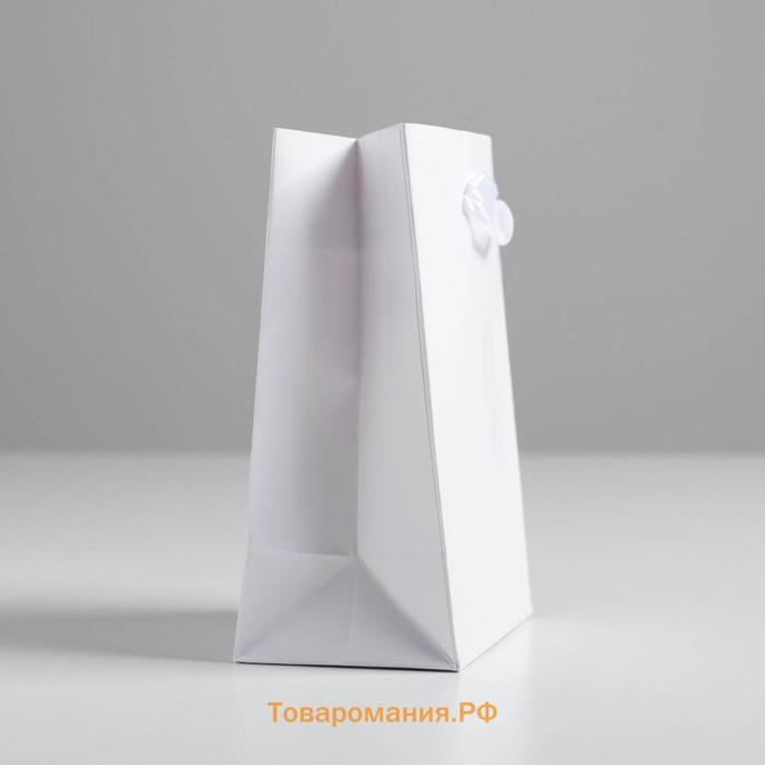Пакет подарочный, упаковка, «Белый», 12 х 15 х 5.5 см