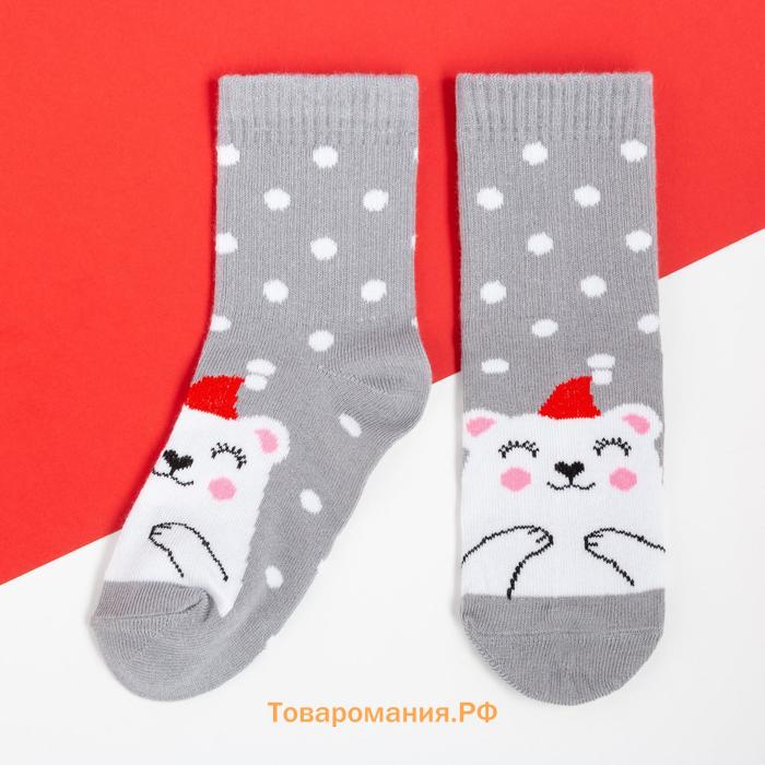 Носки детские новогодние KAFTAN "Bear" р-р 16-18, серый