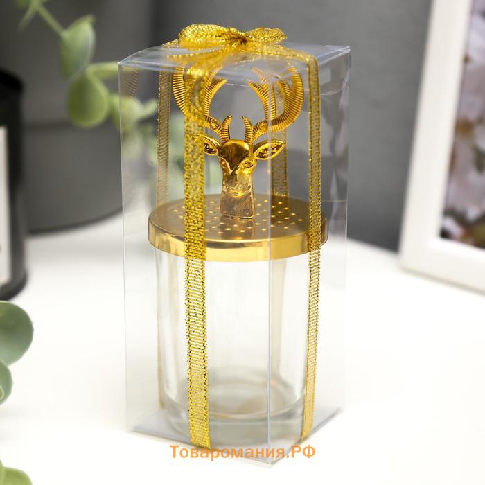 Подсвечник стекло на 1 свечу "Олень" золото 11х5,5х5,5 см