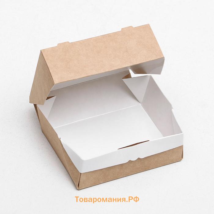 Контейнер на вынос, с окном, крафт, 10×8×3.5 см