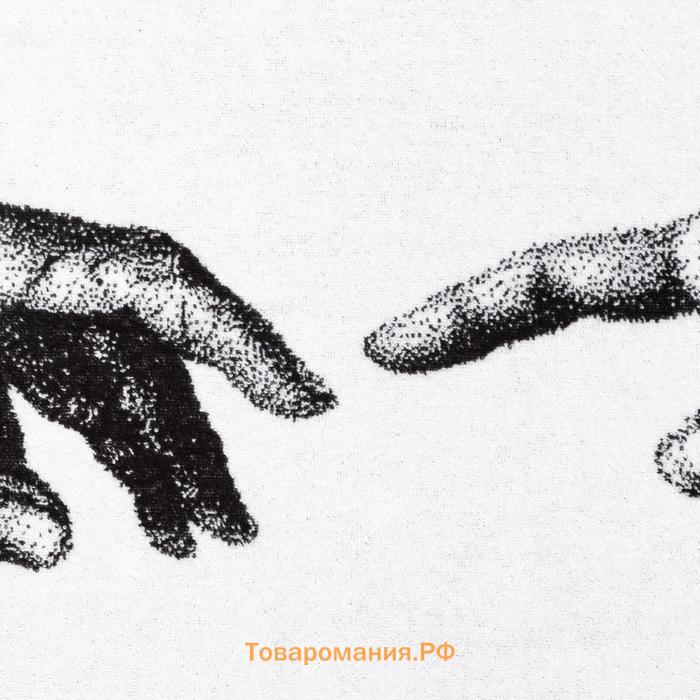 Полотенце махровое  «Руки» 70×130 см, 100% хлопок, 420 г/м², чёрно-белое