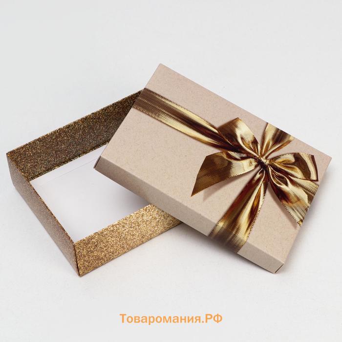 Коробка подарочная «Бант», золотая, 21×15×5 см