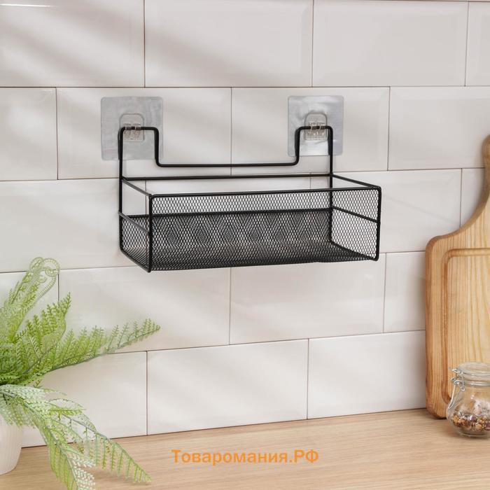 Полка для кухни , на липучках, 26×13.5×14 см, чёрная
