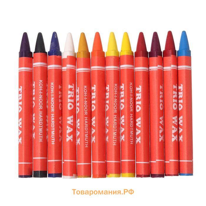Мелки восковые 24 цвета Koh-I-Noor TRIO 8274, D=8,2 мм, L=90 мм, картонная упаковка, европодвес