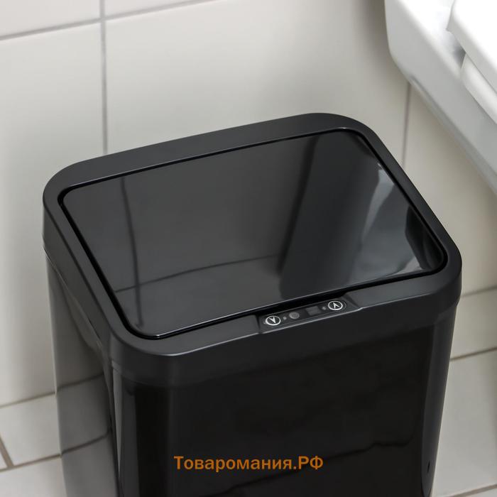 Ведро для мусора сенсорное , 12 л, чёрное