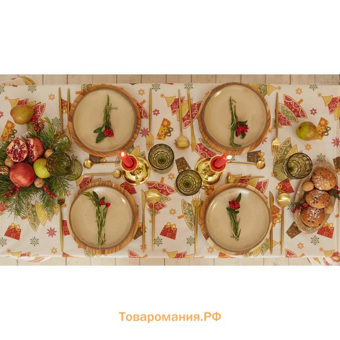 Скатерть новогодняя  "Чудесного праздника" 110*145 +/- 2 см, 100% п/э