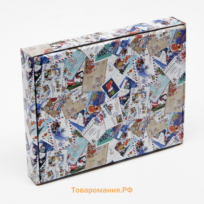 Коробка сборная крышка - дно с окном, «Новогодняя почта», 26×21×4 см Новый год