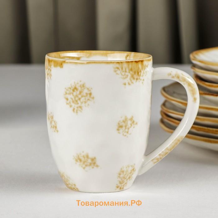 Набор посуды  Organic Gold, 16 предметов: 4 тарелки d=20.5 см, 4 тарелки d=27.5 см, 4 миски d=12.5 см, 400 мл, 4 кружки 400 мл, фарфор, белый