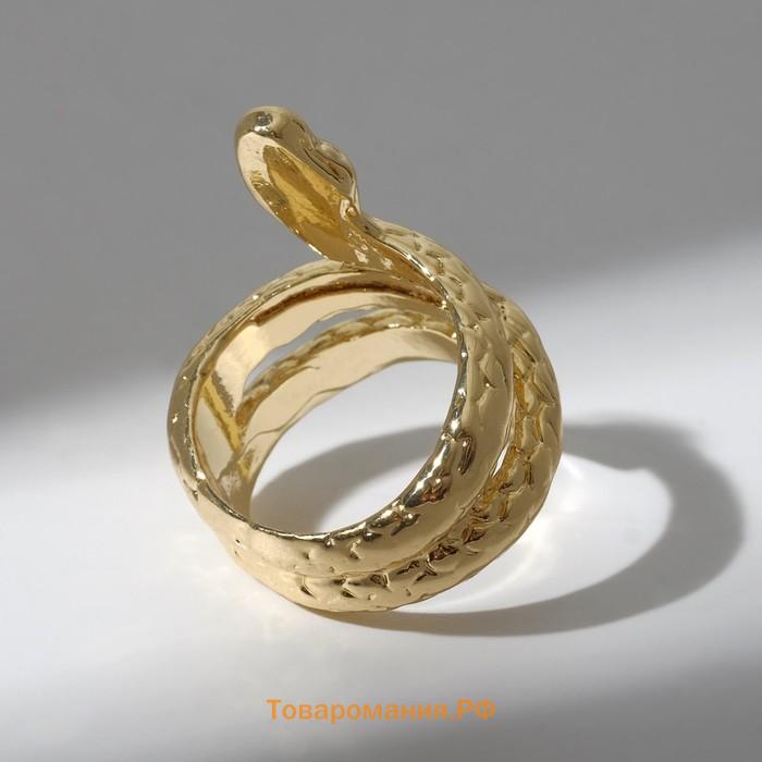 Кольцо "Змея" цвет чернёное золото, безразмерное