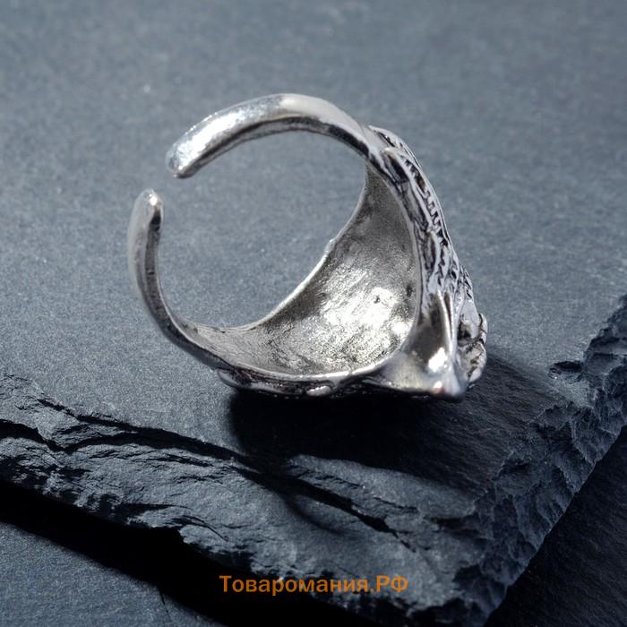 Кольцо "Перстень" сокол, цвет чернёное серебро, безразмерное