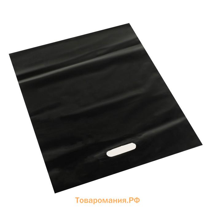 Пакет полиэтиленовый с вырубной ручкой, чёрный, 50×60 см, 70 мкм