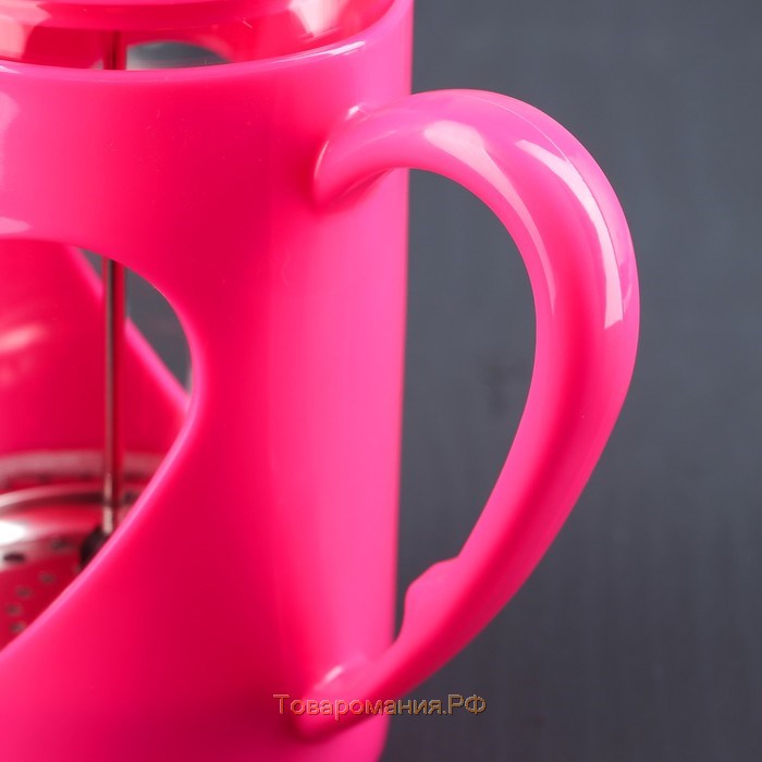 Чайник заварочный френч - пресс «Комплимент», 800 мл, стекло, цвет малиновый