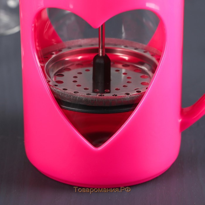 Чайник заварочный френч - пресс «Комплимент», 800 мл, стекло, цвет малиновый