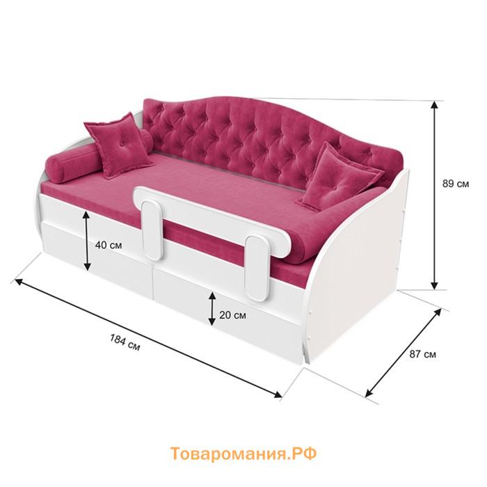 Кровать-тахта «КарлСон24» «ВЭЛЛИ», 87х185х89 см, розовая