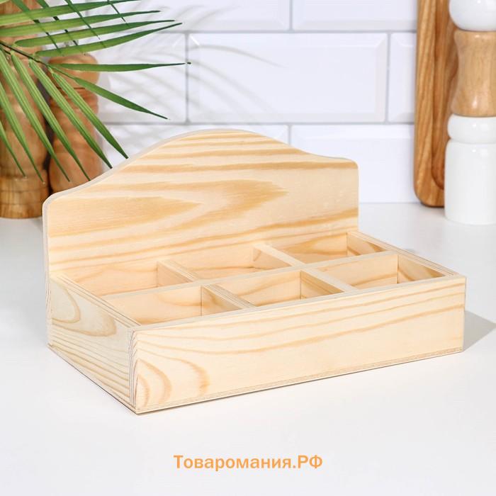 Подставка для чайных пакетиков, 6 отсеков, заготовка для творчества, 23.5×14×5 см