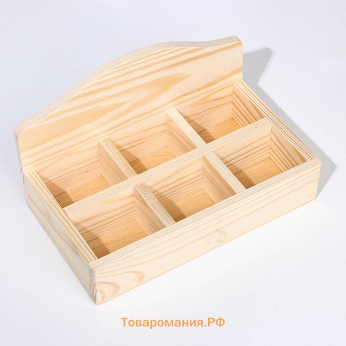 Подставка для чайных пакетиков, 6 отсеков, заготовка для творчества, 23.5×14×5 см