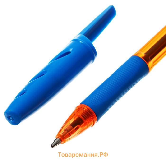 Ручка шариковая Berlingo Tribase grip ginger, стержень синий 0.7 мм, грип, корпус оранжевый