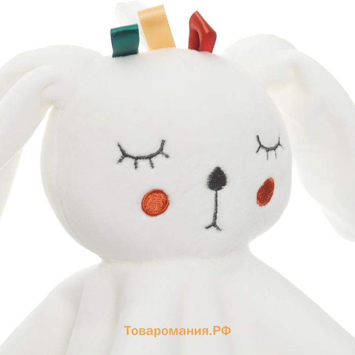 Комфортер - игрушка для сна новорожденных, Крошка Я «Зайка Бонни», погремушка, прорезыватель, белый