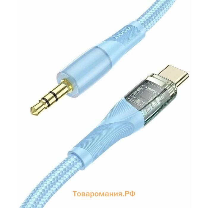 Кабель Hoco UPA25, Jack 3.5 мм (m) - Type-C, прозрачный, синий