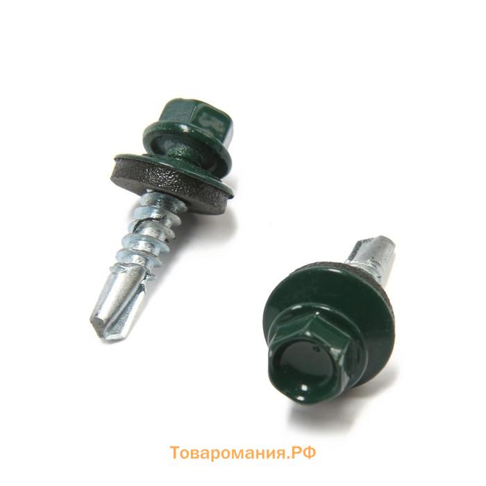 Саморезы кровельные 5.5×25 мм, RAL6005 зеленый, 200 шт.