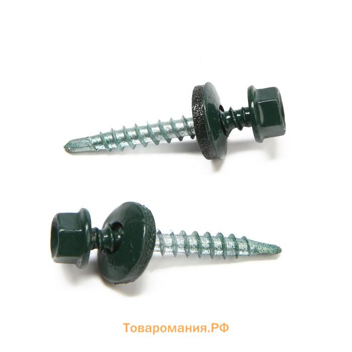 Саморезы кровельные 4.8×30 мм, RAL6005 зеленый, 200 шт.