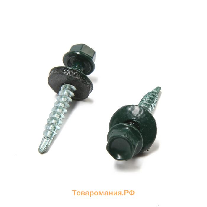 Саморезы кровельные 4.8×30 мм, RAL6005 зеленый, 200 шт.