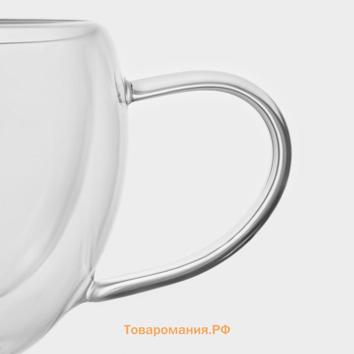 Набор кружек с двойными стенками Magistro «Лиди», 250 мл, 13.5×10×7.5 см, 2 шт., стекло