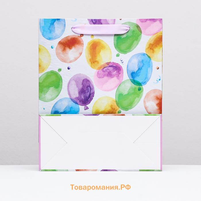 Пакет подарочный ламинированный «Яркие шарики», 26×32×12 см
