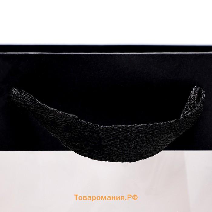 Пакет подарочный, с окном, 25×18×13 см, чёрный