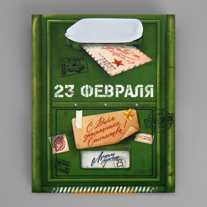 Пакет подарочный ламинированный горизонтальный, упаковка, «23 февраля», почта, S 12 х 15 х 5.5 см