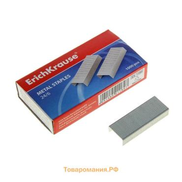 Скобы металлические № 24/6, ErichKrause, заточенные, для степлера, с усиленной пробивной способностью, 1000 штук